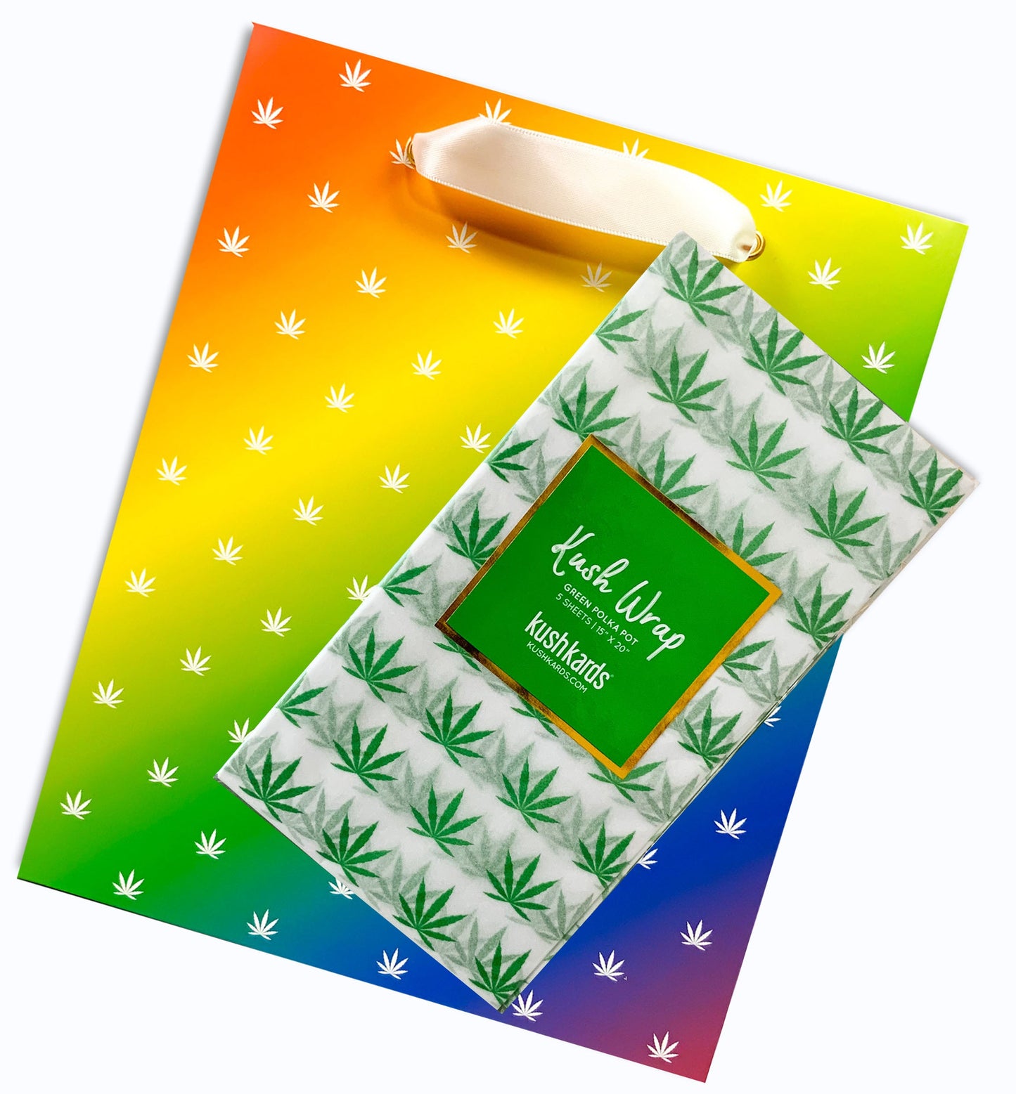 Pot Leaf Gift Bag W/Tissue Paper (Rainbow)